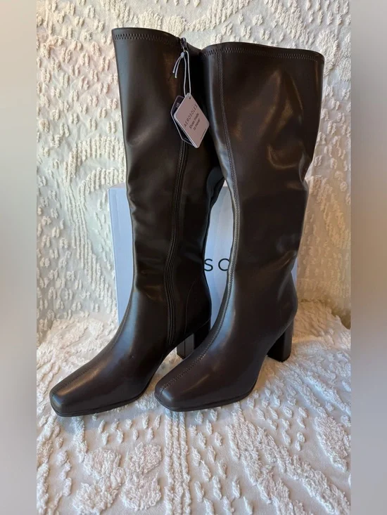 AEROSOLES Dark Brown Over-the-Knee Block Heel Boots #724