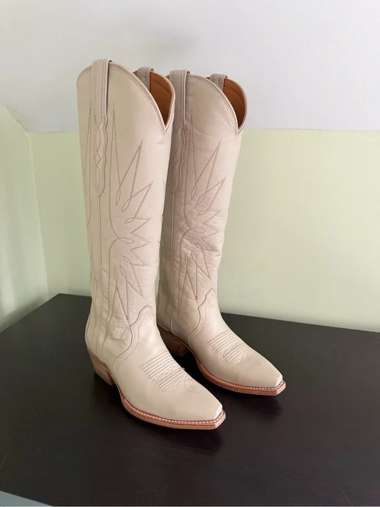 Tecovas Cream The Loretta Over-the-Knee Western Leather Boots 6.5