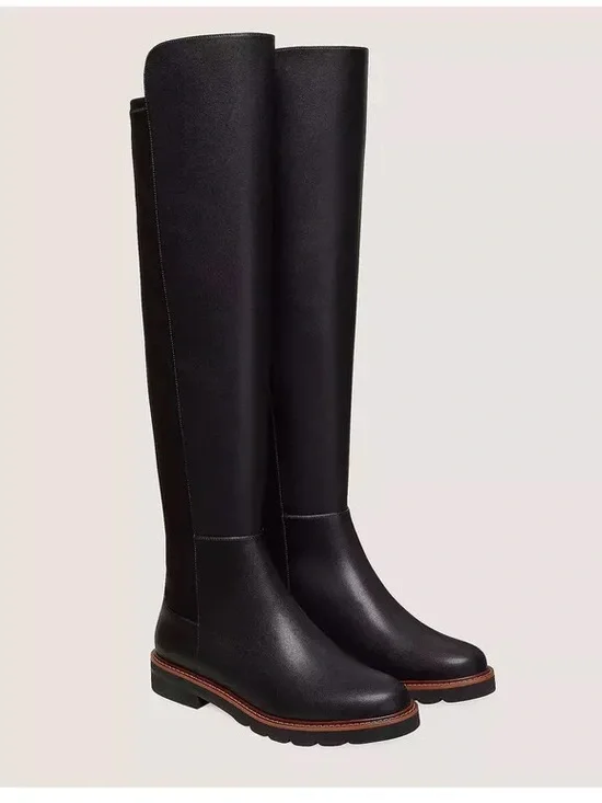 Stuart Weitzman Black Leather Adrina City Boot Over The Knee Boots Size 9 / 39.5