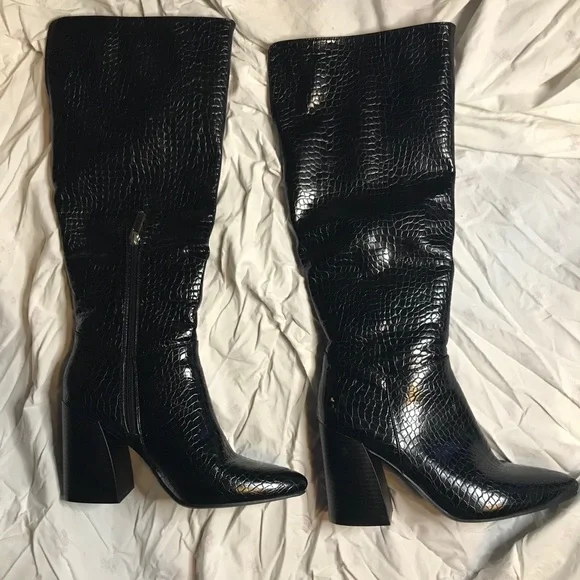 Knee High FAUX Alligator / Leather Boots