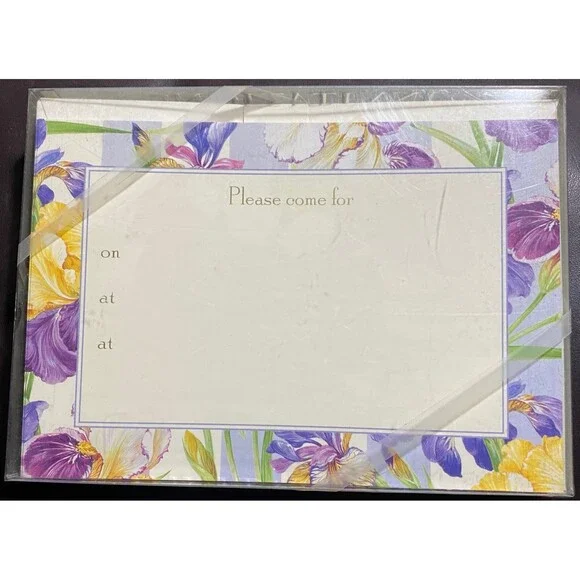 Invitations & Envelopes 2) boxes of 10 Iris Garden Lavender Design