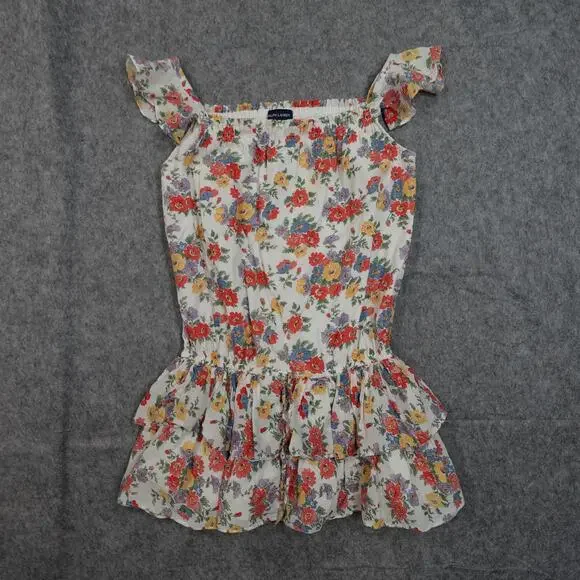 Ralph Lauren Dress Girls 10 Floral‎ Ruffle Mini Flutter Sleeve