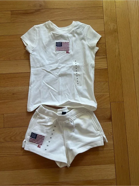 Ralph Lauren Flag Cotton Jersey Tee & Terry Short Set