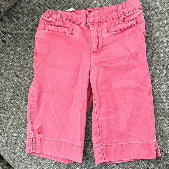 Ralph Lauren POLO Girls Wide leg Cropped Pants Coral Adjustable Waist Size 5
