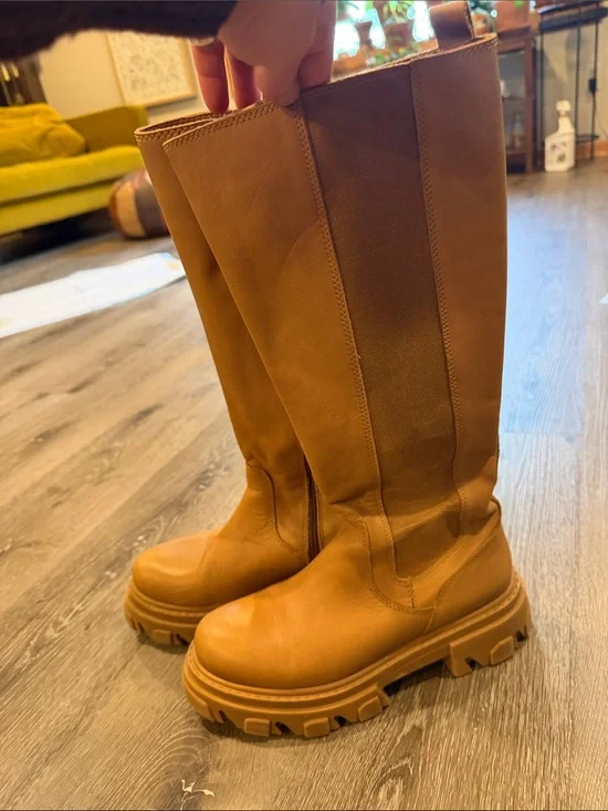Steve Madden Tall Tan Lug Sole Over-the-Knee Boots