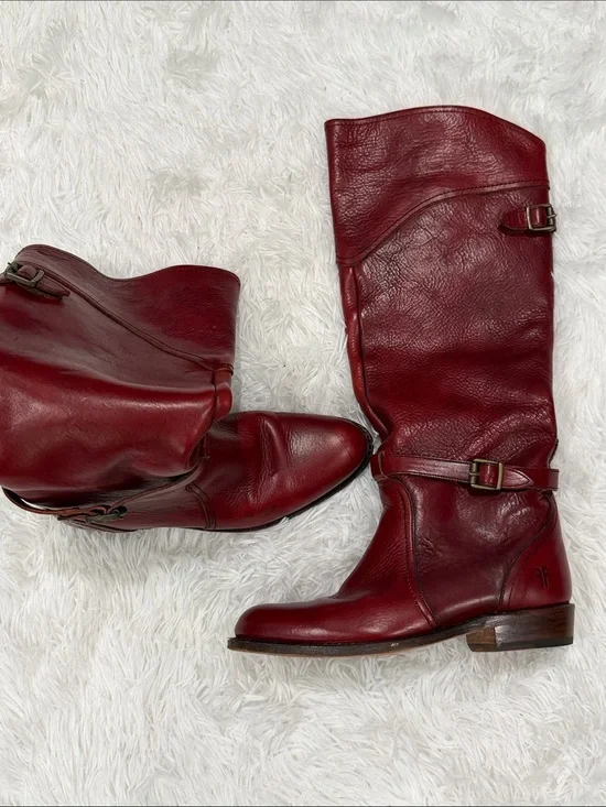 Frye Burgundy Over-the-Knee Leather Boots