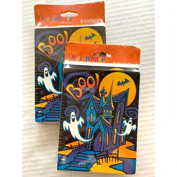 Vtg Halloween Party Invitations LOT of 2 Packs NIP AG Haunted House Ghost 16