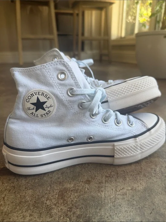 Converse Platform High Top Sneakers - Pale Blue and White