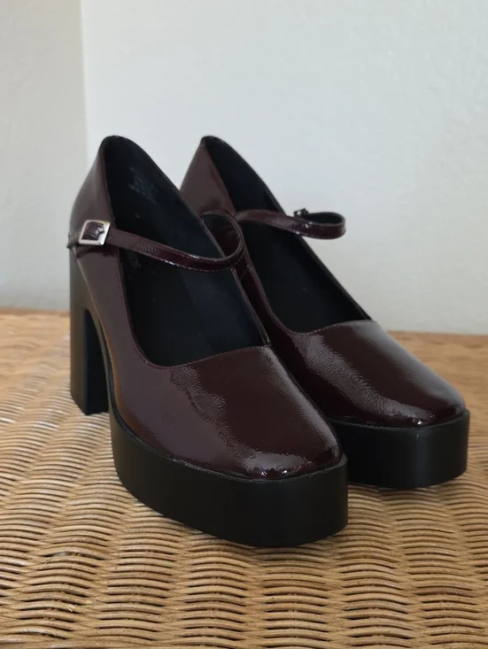 ASOS Burgundy Patent Mary Jane Platform Heels