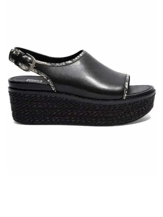 FitFlop Platform Leather Slingback Sandals with Snakeskin Trim