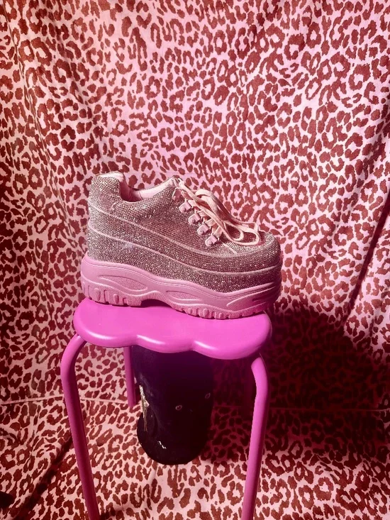 Club Exx Pink rhinestone platform sneakers