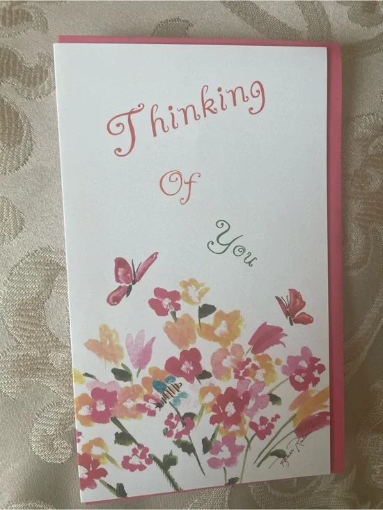 Thinking of You Floral Greeting Cards - Pink Yellow Green