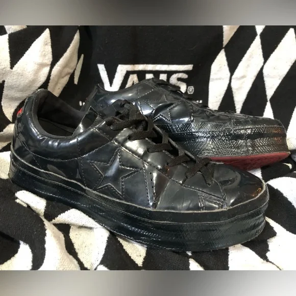 Converse Men’s Black Patent Star Low-Top Platform Sneakers