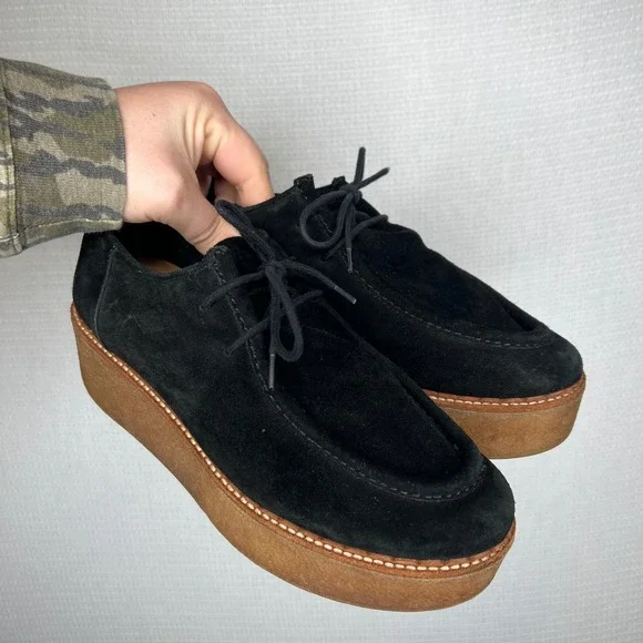 Flamingos Life Black Suede Platform Creepers Shoes‎ Women's Size 9