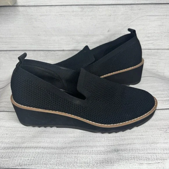 Eileen‎ Fisher Platform Wedge Slip On Ergos Black Comfy Recycled Breathable 8