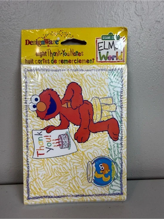 Vintage y2k Elmo's World party thank-you cards (2000) sealed package