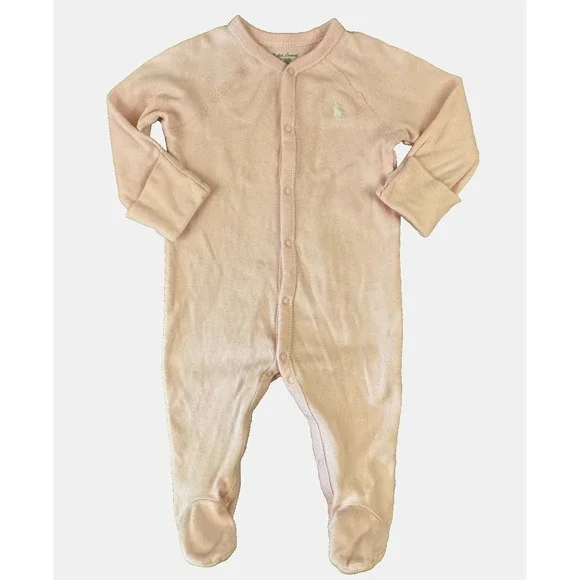 Ralph Lauren‎ Polo Baby Girl Sleeper 6 Months Coverall Layette Footed Pony Logo