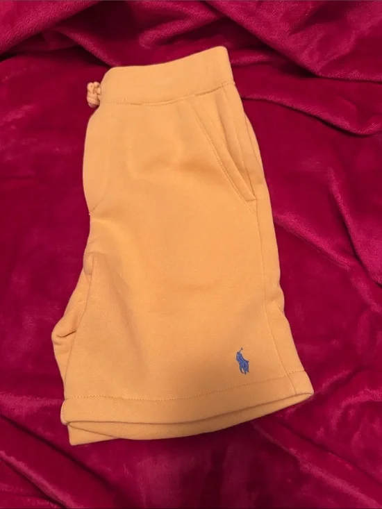 Ralph Lauren Kids Gold Yellow Polo Shorts with Blue Pony