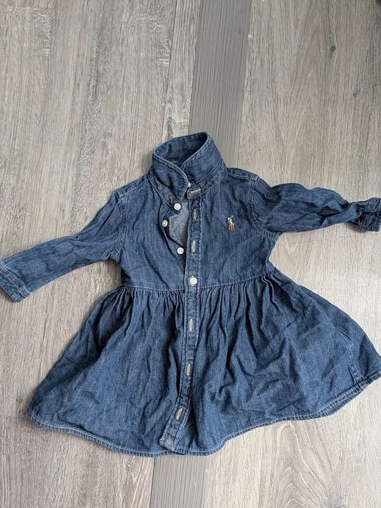 Ralph Lauren Denim Blue Button-Front Dress Infant