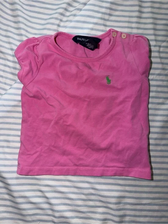 Ralph Lauren Pink Short Sleeve Tee with Green Pony