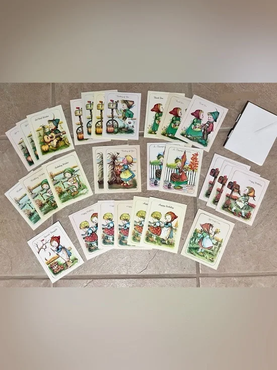 Lot of 27 Vintage Birthday Get Well Children Religious Cards Envelopes