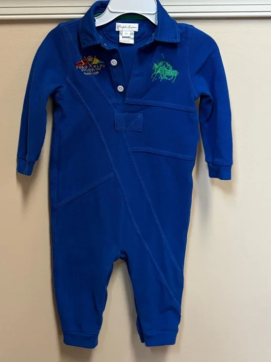 Ralph Lauren Long Sleeve Infant Boy Cotton Coverall Size 9 M