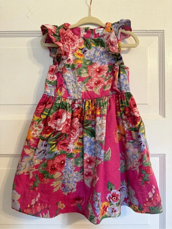 Ralph Lauren Fuchsia Floral Ruffle Dress for Girls