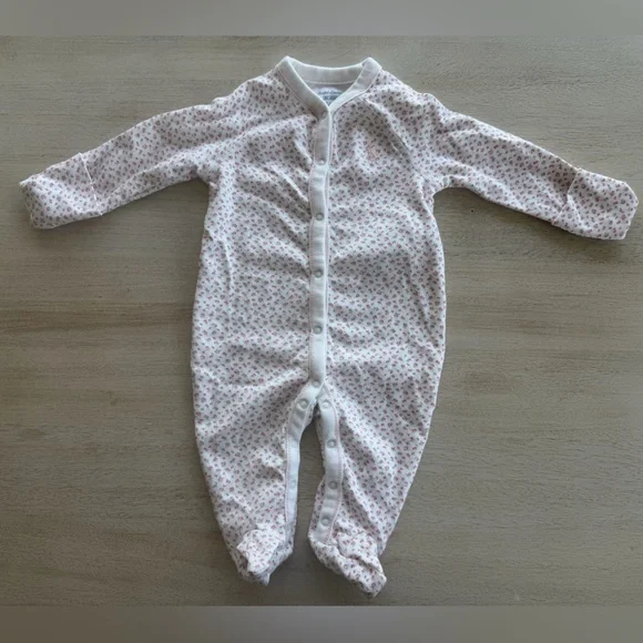 Ralph Lauren Baby Girl White and Pink Floral Print Footie 3 Months
