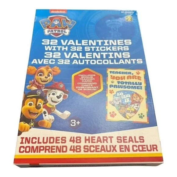 Paw Patrol 32 Valentines Cards with Stickers & 48 Heart Seals 2024