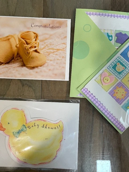 Mixed Set of 5 Baby Shower Greeting Cards & Shower Invitations