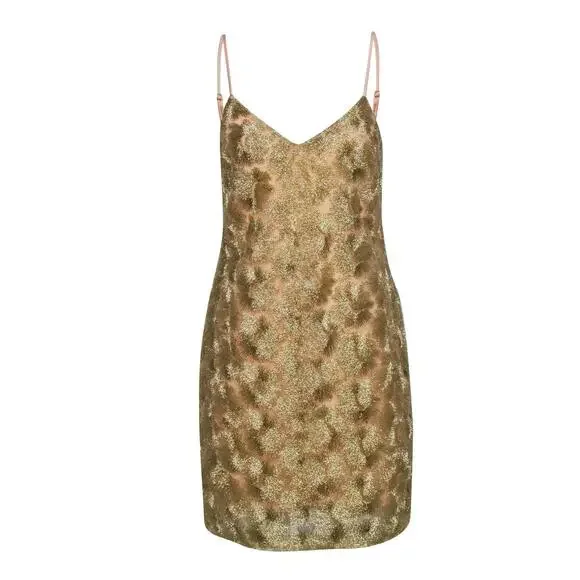 Trina Turk - Gold Metallic Sleeveless Mini Dress Sz 4