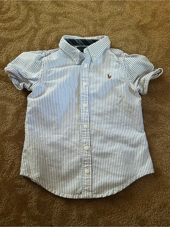 Ralph Lauren Light Blue & White Striped Button-Down Shirt