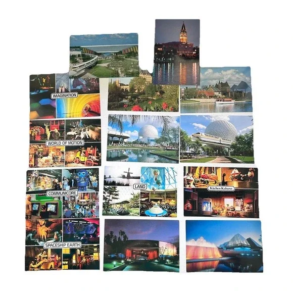 Lot of Vintage Disney World Epcot Center Postcards Souvenir Travel Resort Pics