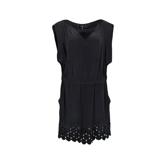 Robert Rodriguez - Black Short Sleeve Circle Cut Out Details Mini Dress Sz 10