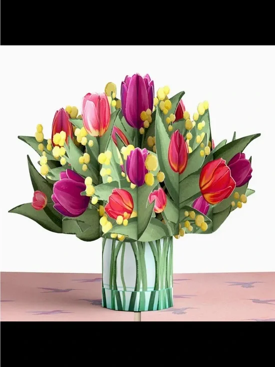 Lovepop 3D Greeting Card. Handmade. Cheerful Tulips. Price firm