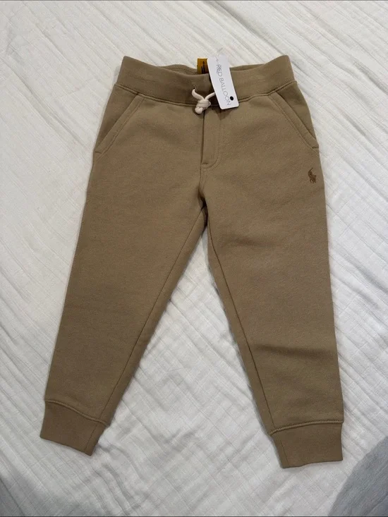 NWT Ralph Lauren Boys Khaki Drawstring Joggers