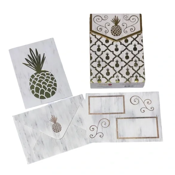 Punch Studio Golden Pineapple Note Cards in Embellished Pouch (13746), 10 ct