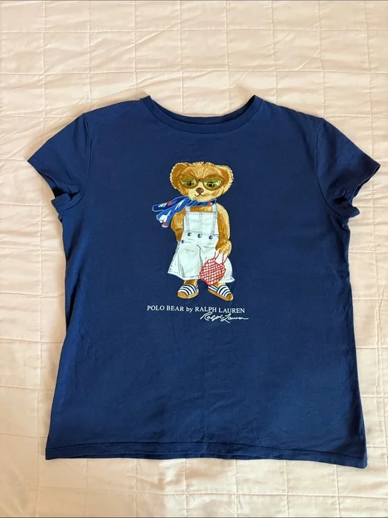 Ralph Lauren Navy Bear Graphic Short-Sleeve Tee