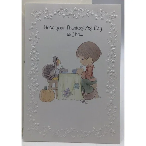 NOS 1997 Hallmark Precious Moments Boy Thanksgiving Greeting Card, Envelope