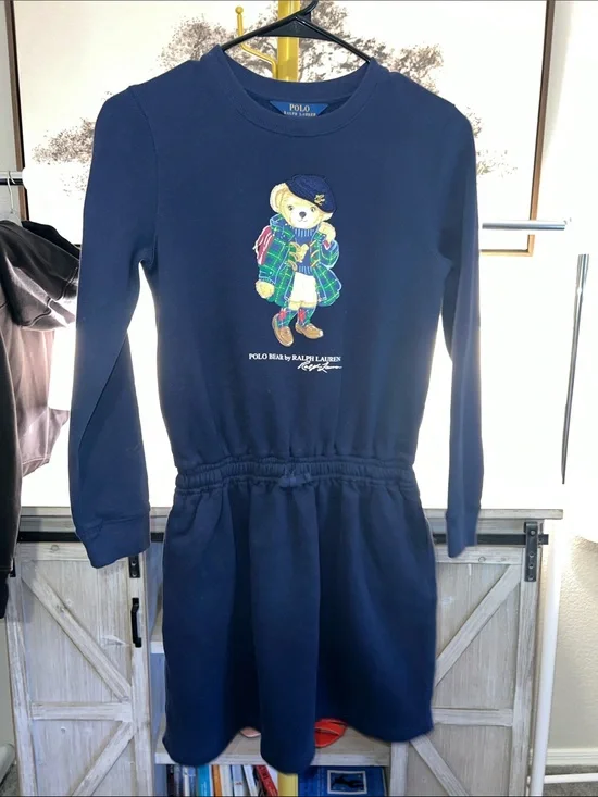 Ralph Lauren Navy Sweatshirt with Embroidered Polo Bear