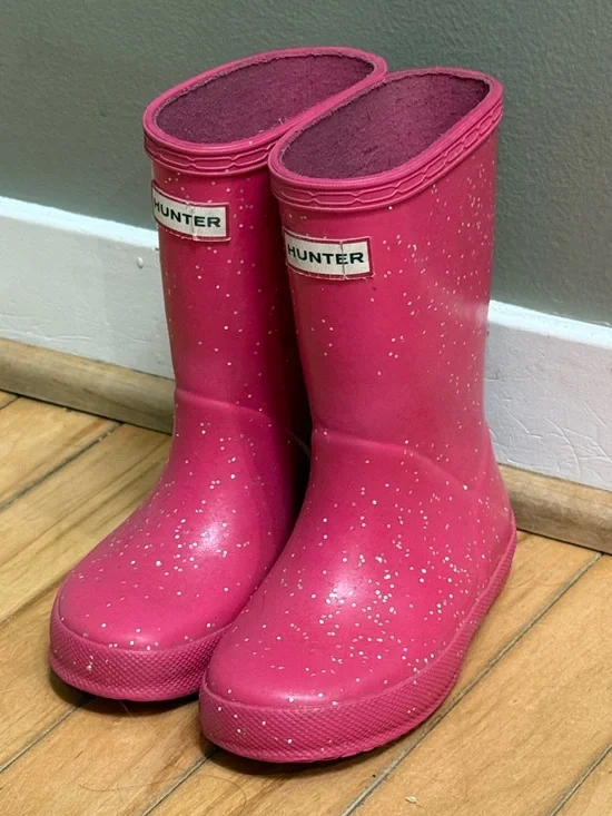 Hunter Kids Hot Pink Glitter Rain Boots