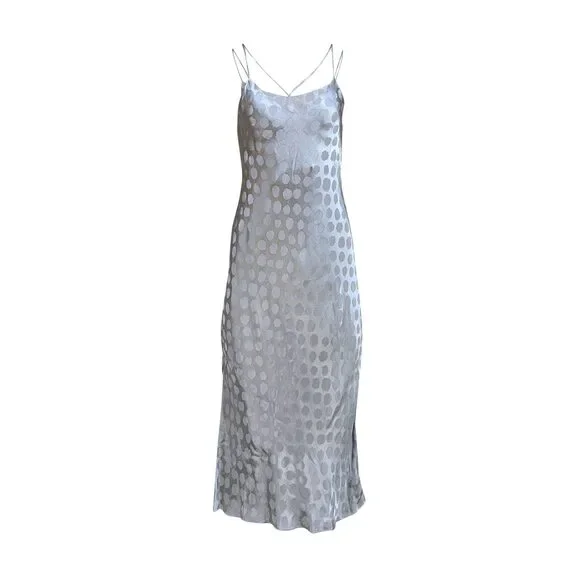 Theory - Silver Polka Dot Slip Maxi Dress Sz S