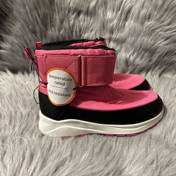 Wonder Nation Snow Boots Girls Size 13 Pink Front Zip Winter‎ Shoes Ankle Boots