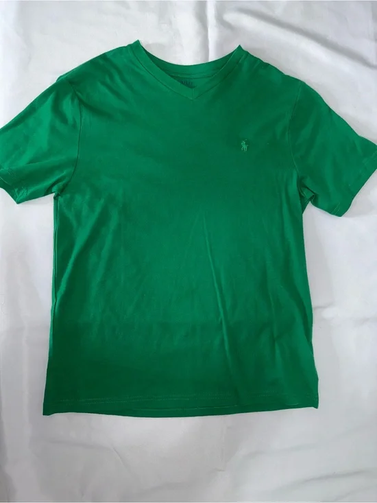 Ralph Lauren Emerald Green V-Neck Cotton Tee