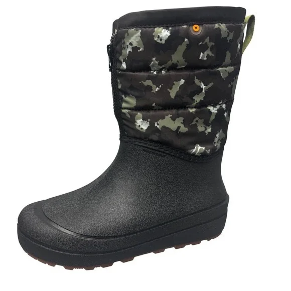 NEW‎ Bogs Snow Shell Zip CT Kids Size 6 Black Multi Camo Waterproof Winter Boots