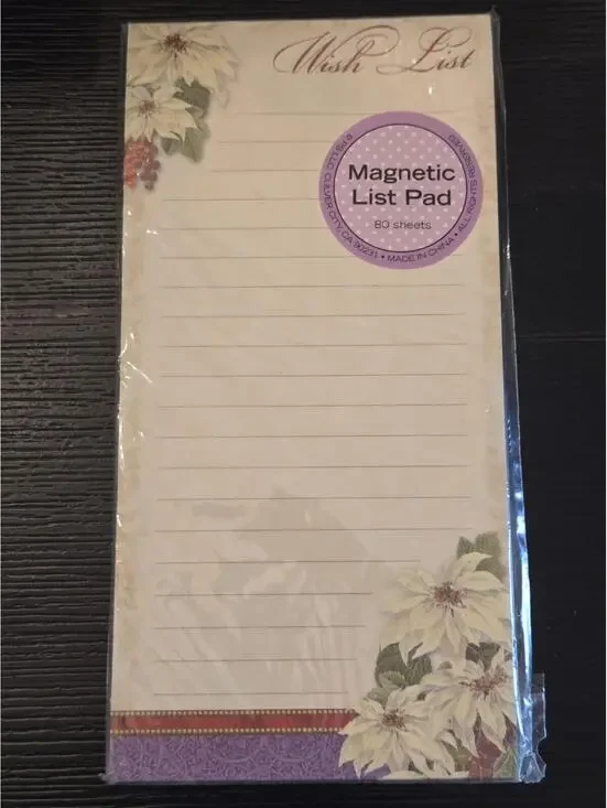 Pooch & Sweetheart Wish List Purple Floral Magnetic List Pad 80 Sheets Sealed