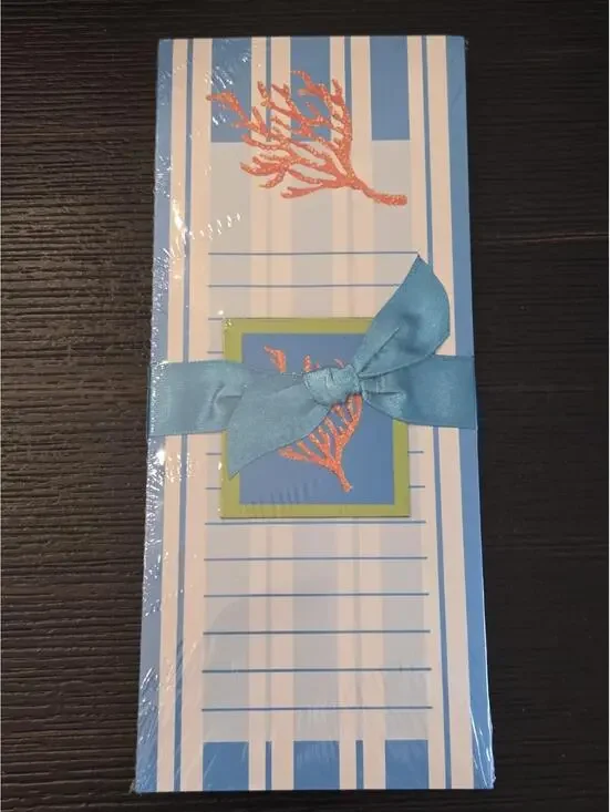 Sea Breeze Collection Coral And Blue Magnetic To Do Pad Matching Magnet Sealed