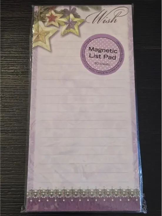 Pooch & Sweetheart Wish Stars Purple Floral Magnetic List Pad 80 Sheets Sealed