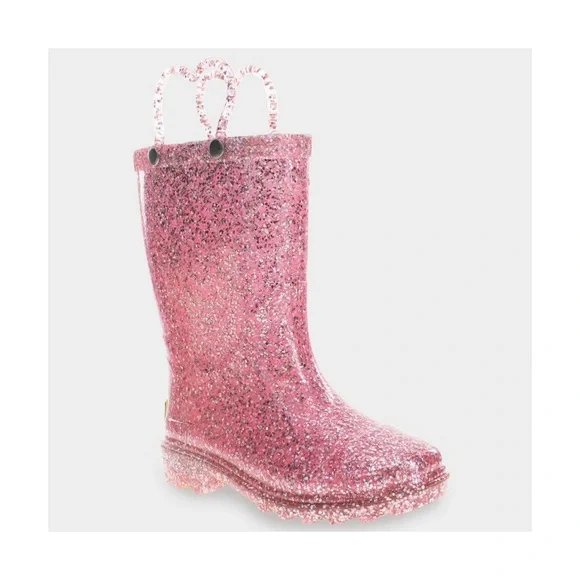 Western Chief Pink Glitter Kids Rain Boots