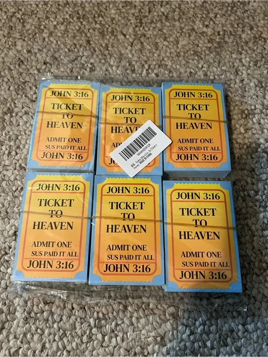 John 3:16 Blue and Yellow 'Ticket to Heaven' Faith Cards by
